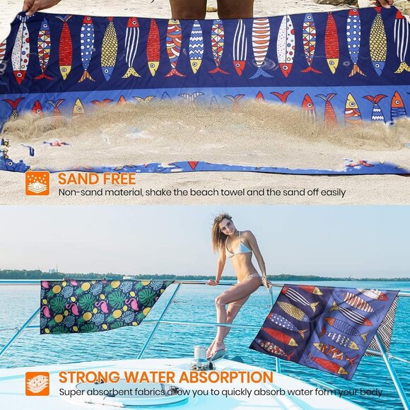 New Beach Towel Microfiber Beach Towel, 72.9" x 34.7" - Picture 6 of 8